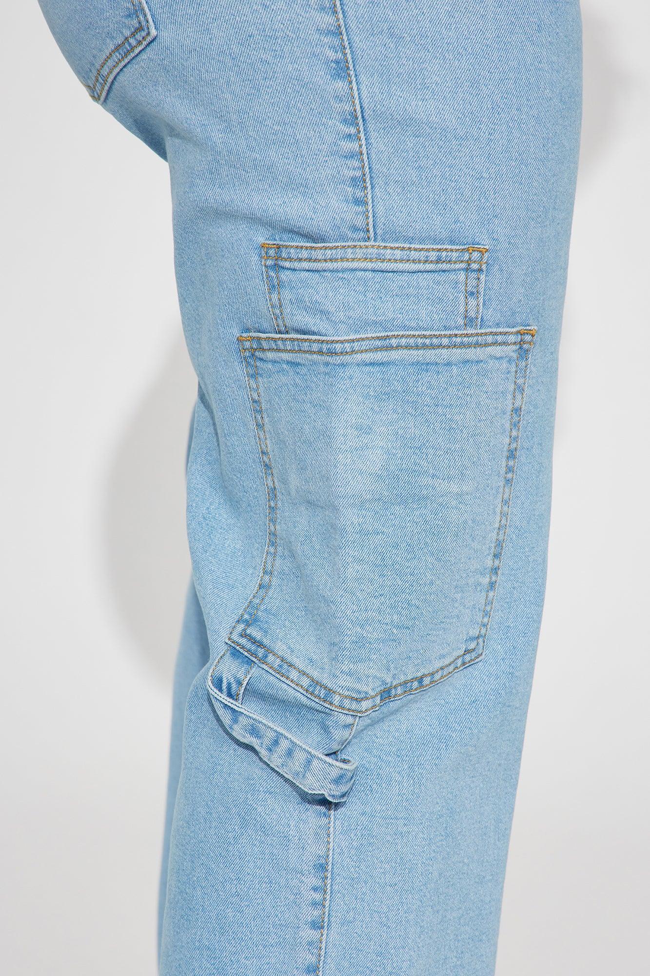 Step By Step Utility Straight Leg Jeans - Light Wash Product Image