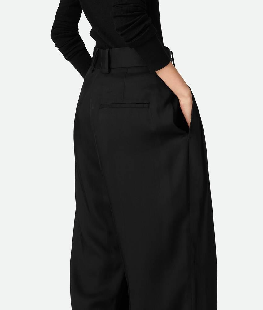Women's Viscose And Silk Twill Straight Trousers in Black Product Image