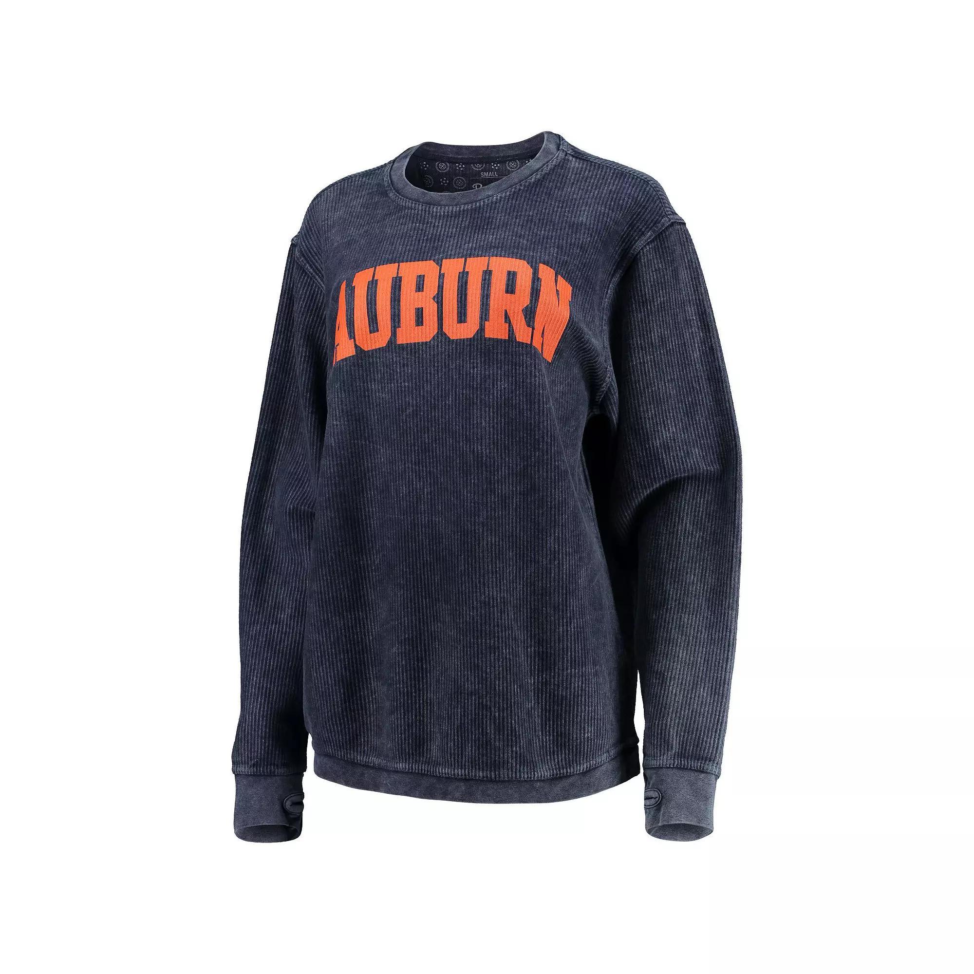 Womens Pressbox Auburn Tigers Comfy Cord Vintage Wash Basic Arch Pullover Sweatshirt Blue Product Image