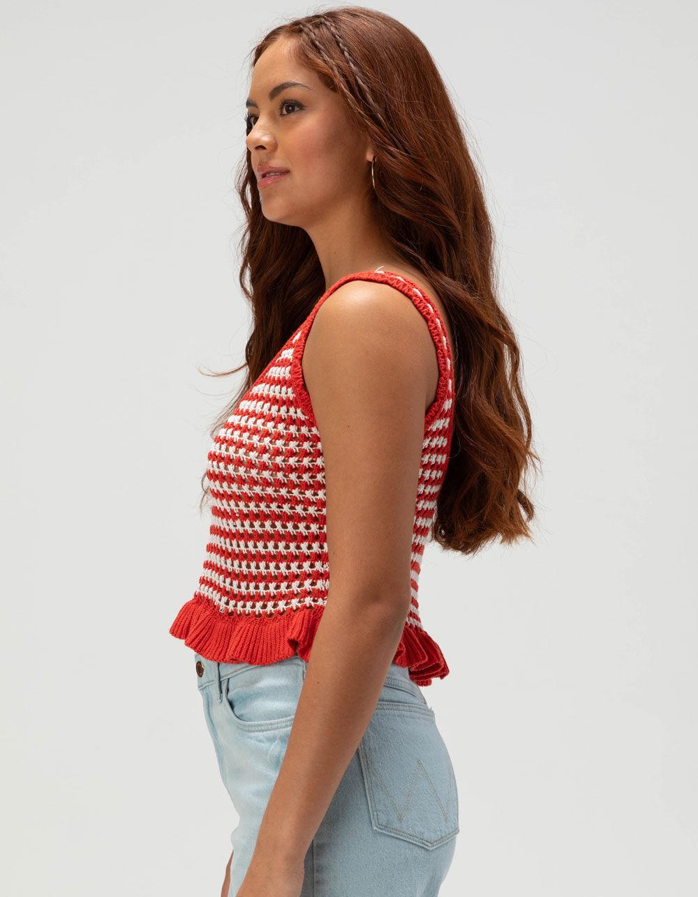 FULL TILT Stripe Peplum Womens Cami - RED Product Image