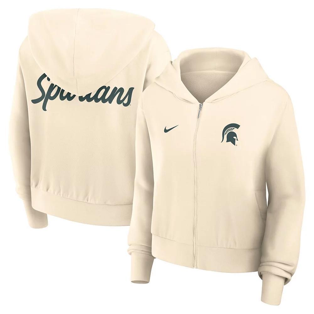 Women's Nike Cream Michigan State Spartans Chill Midi Full-Zip Hoodie, Size: Large, Beige Product Image