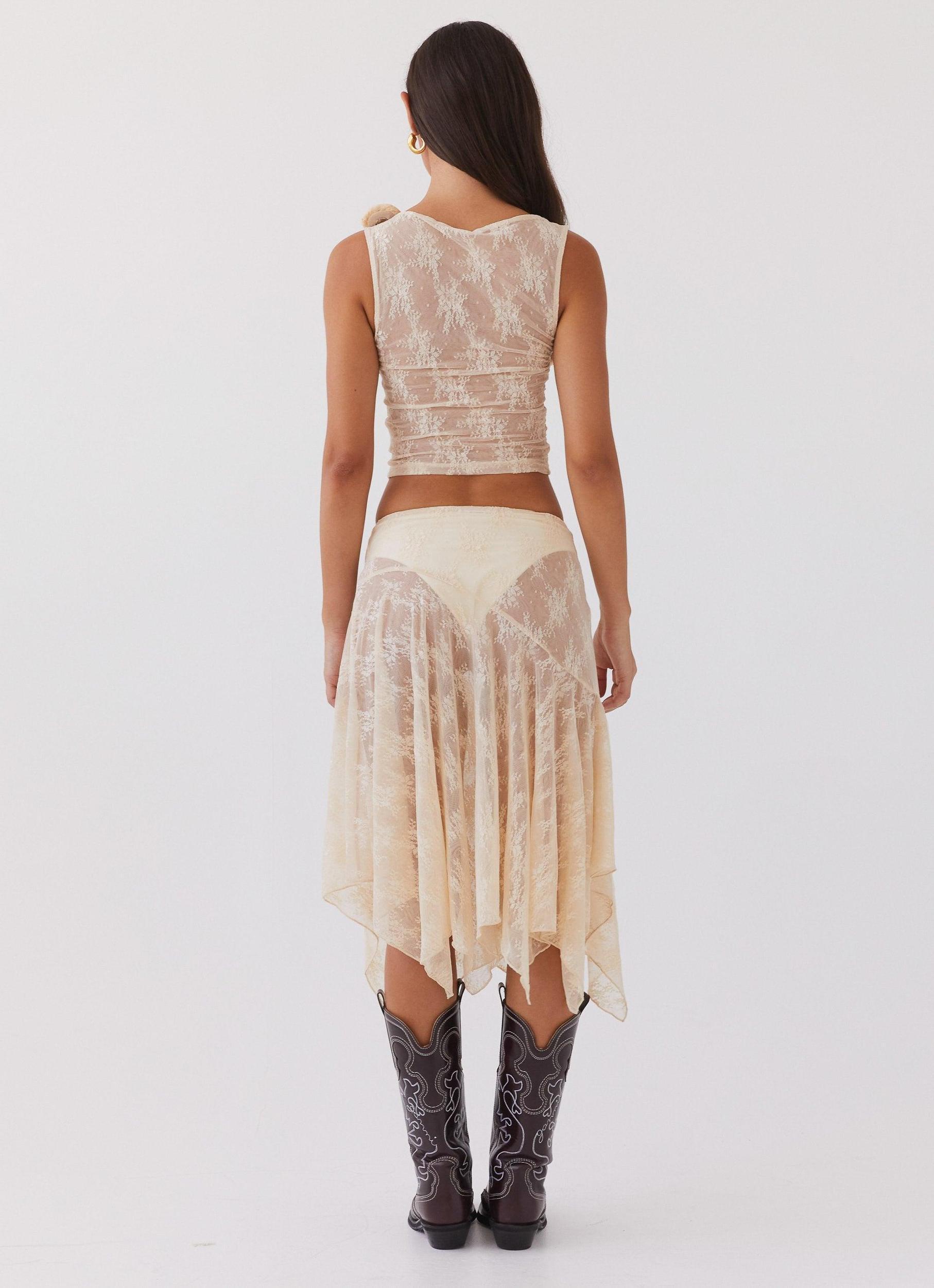 Nakia Lace Midi Skirt - Ivory Product Image