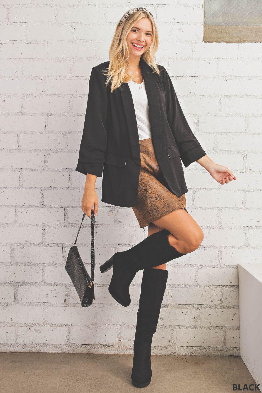 5524   Traci Ruched Sleeve Lined Blazer - Reg & Plus! Product Image
