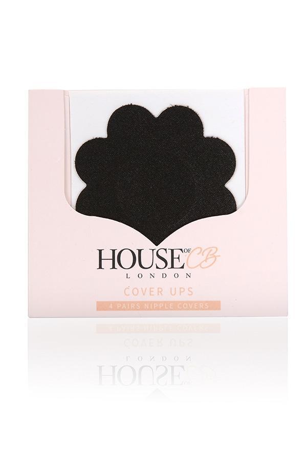  set of 4 black flower shape nipple covers Product Image