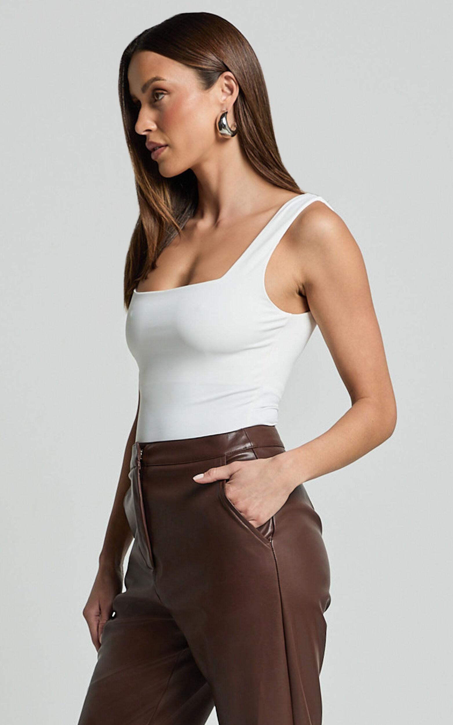 Cenia Top - Square Neck Sleeveless Tank in Cream Product Image