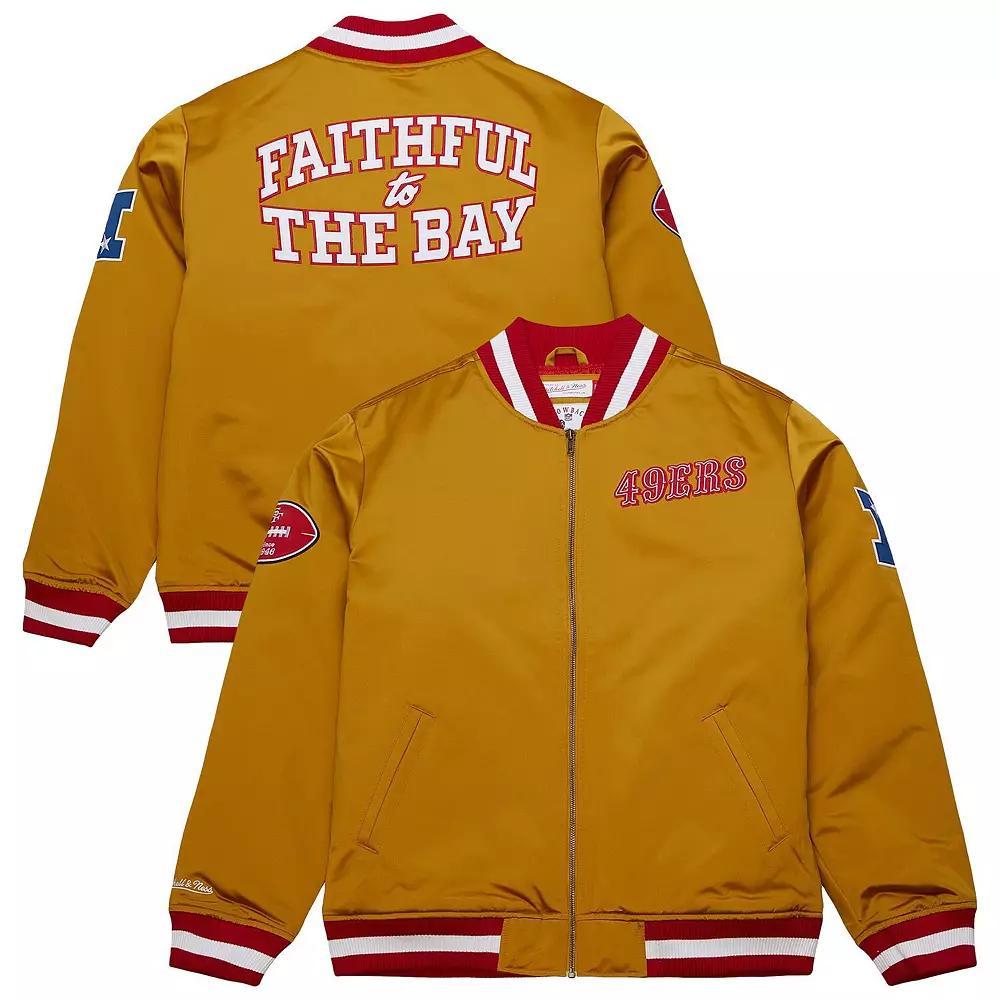 Men's Mitchell & Ness Gold San Francisco 49ers Heavyweight Full-Zip Satin Jacket, Size: 2XL Product Image