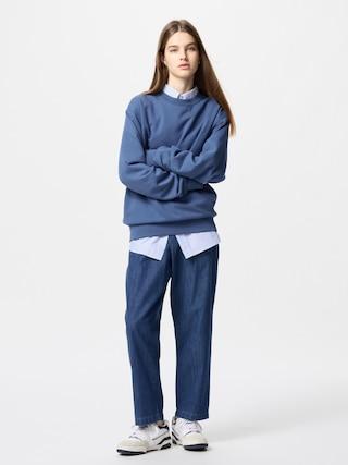 Womens Cotton Relaxed Ankle Pants Denim Blue XL UNIQLO US Product Image