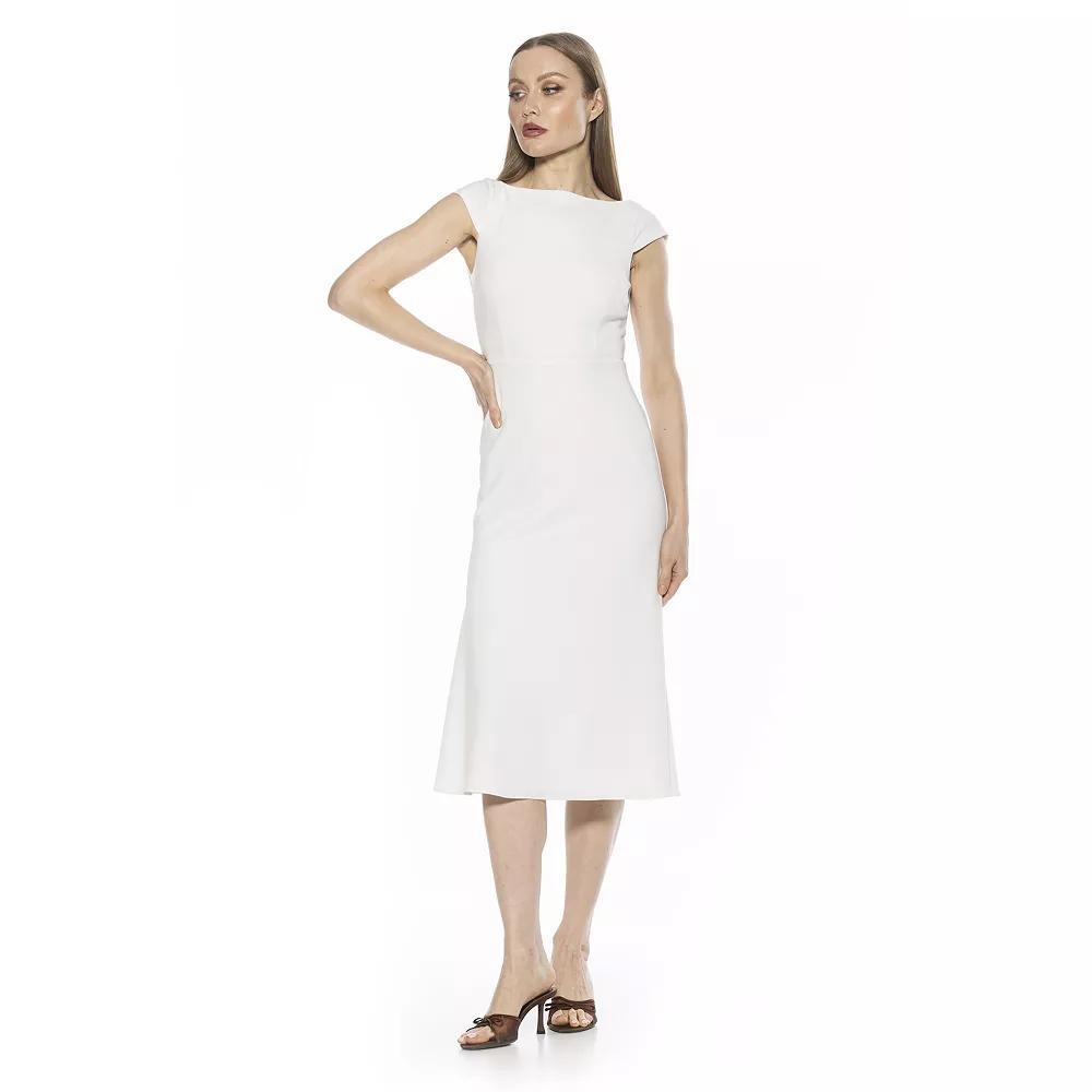 Women's ALEXIA ADMOR Loreli Boatneck Cap Sleeve Midi Dress, Size: Medium, Halogen Blue Product Image
