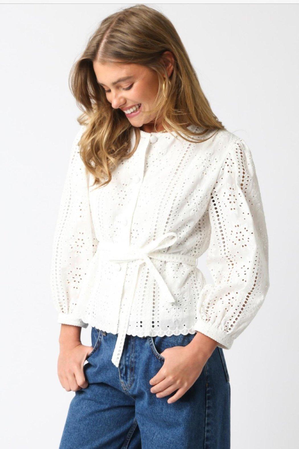 Button-Down Eyelet Top Product Image