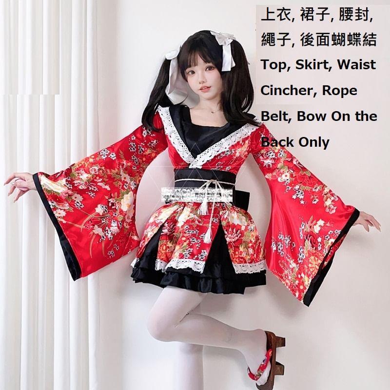 Floral Print Kimono Costume Set Product Image