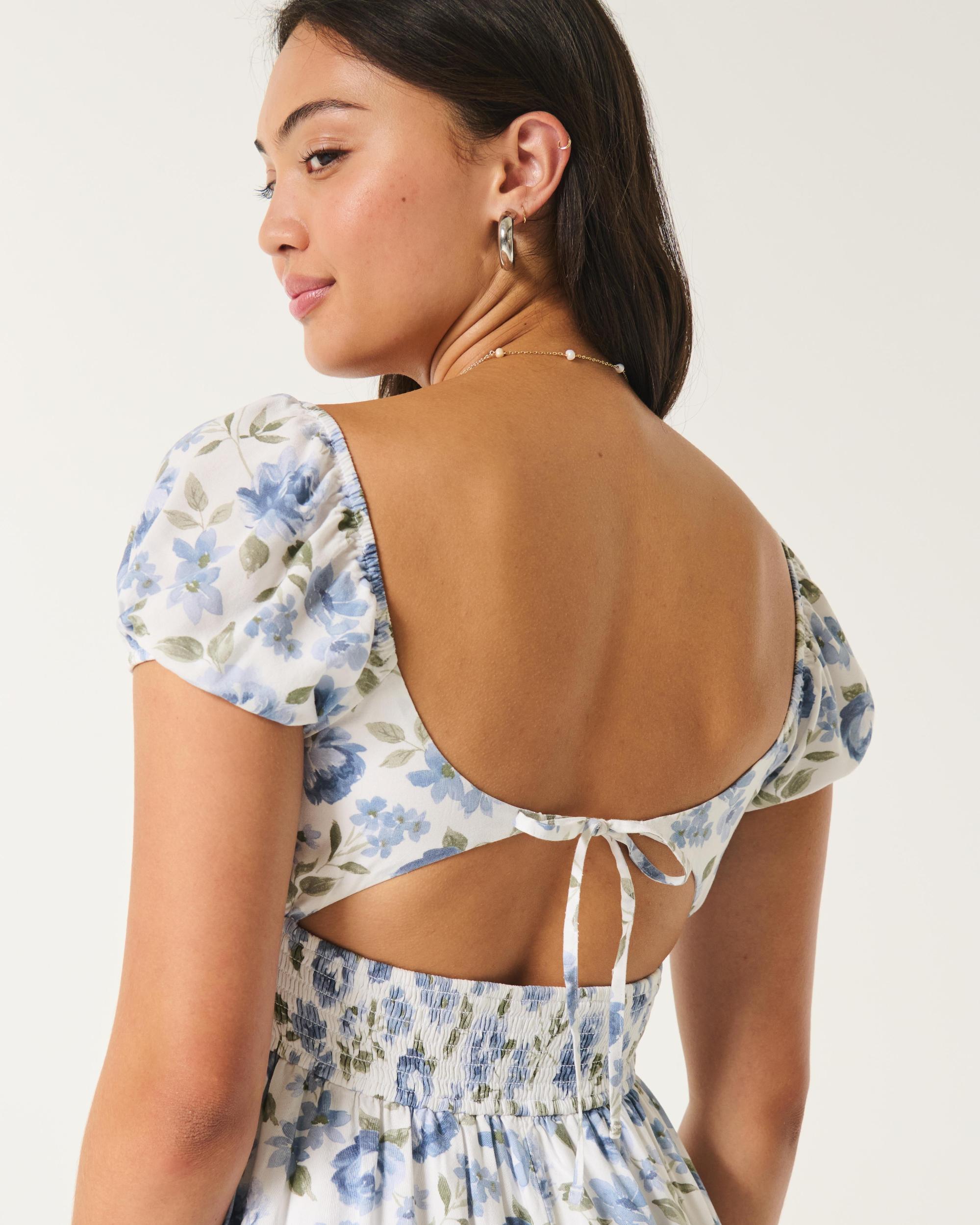 Short-Sleeve Channeled Waist Mini Dress Product Image