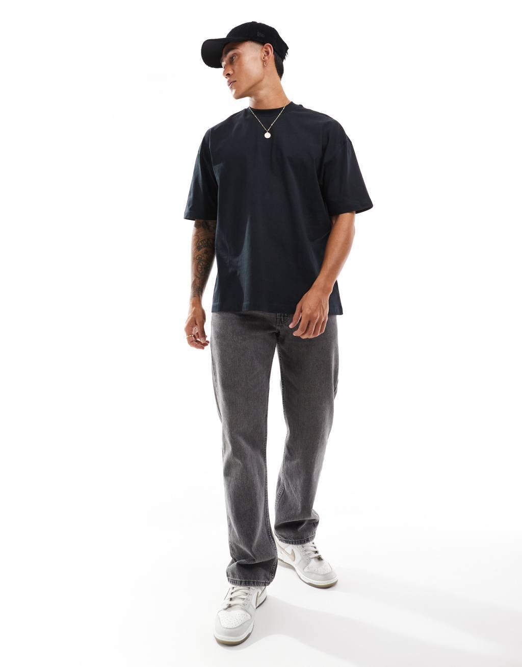 ASOS DESIGN oversized T-shirt with shadows back print in black Product Image
