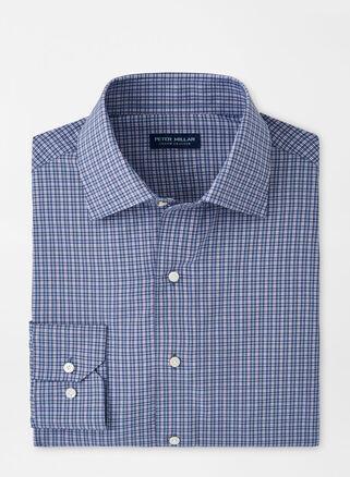Peter Millar Mens Wicklow Performance Poplin Sport Shirt | Color: Brook Blue | Size: L Product Image