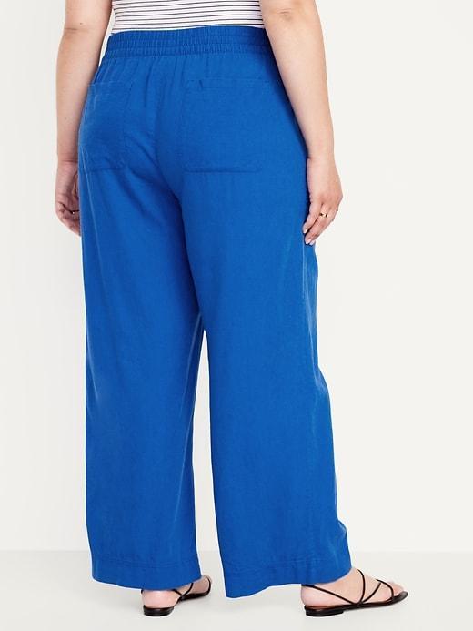 High-Waisted Linen-Blend Wide-Leg Pants Product Image