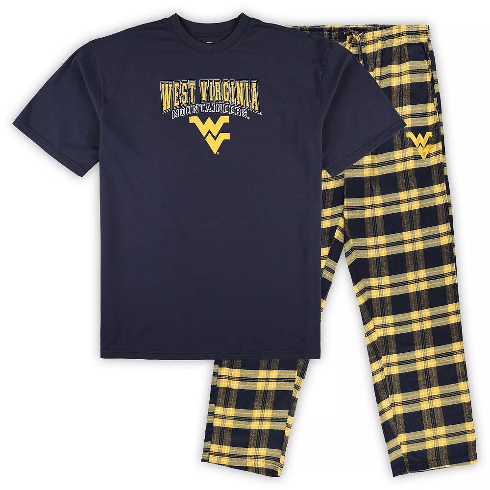 Men's Profile Navy West Virginia Mountaineers Big & Tall 2-Pack T-Shirt & Flannel Pants Set, Size: 5XB, Blue Product Image