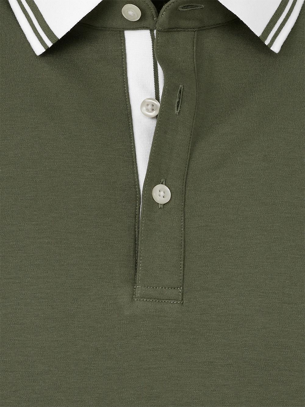 Cotton Three Button Polo - Olive Product Image