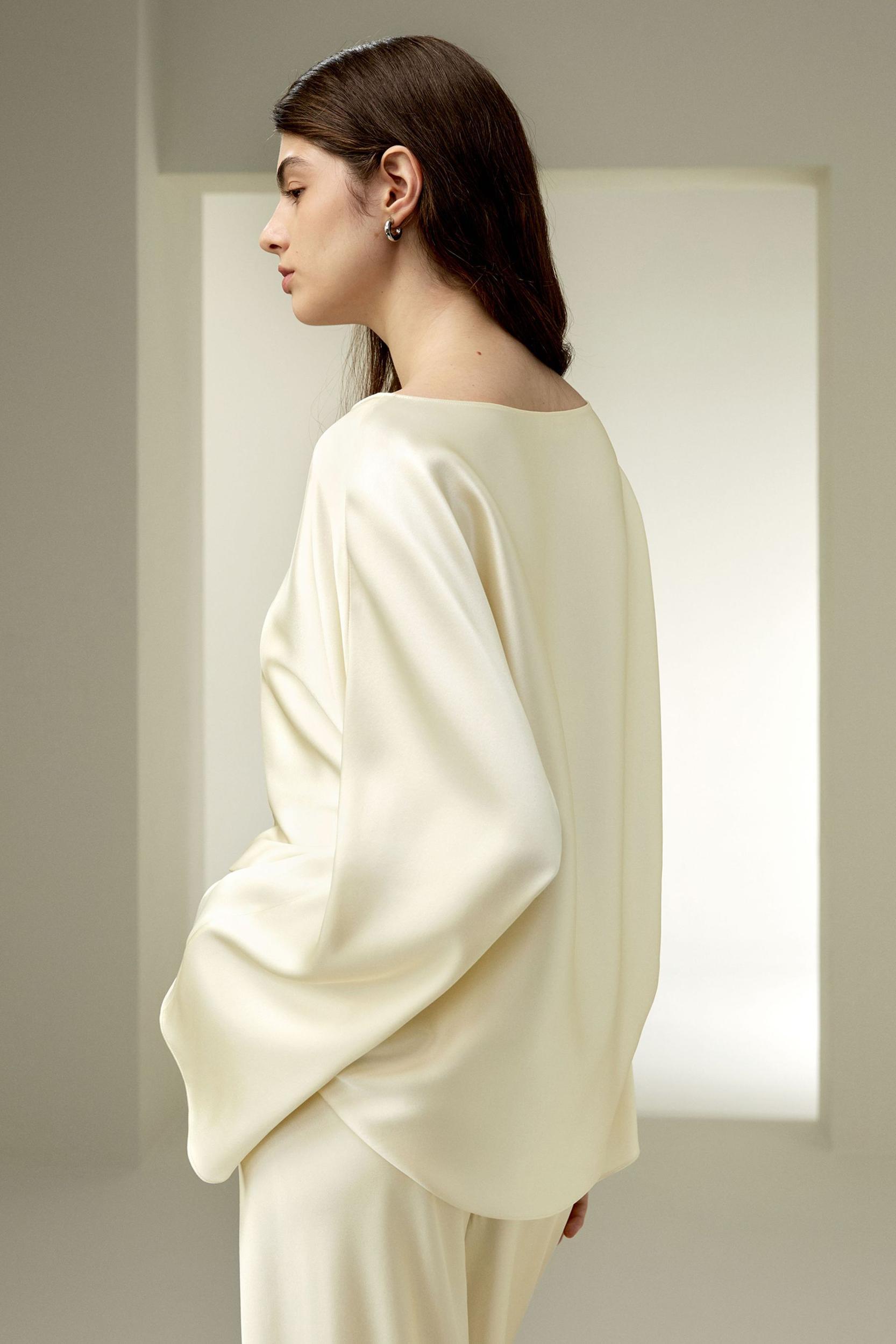 Silk Charmeuse Crewneck blouse Product Image