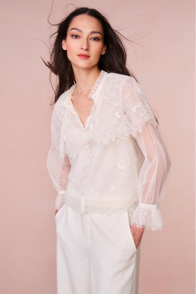 Duquette Sheer Lace Top Product Image