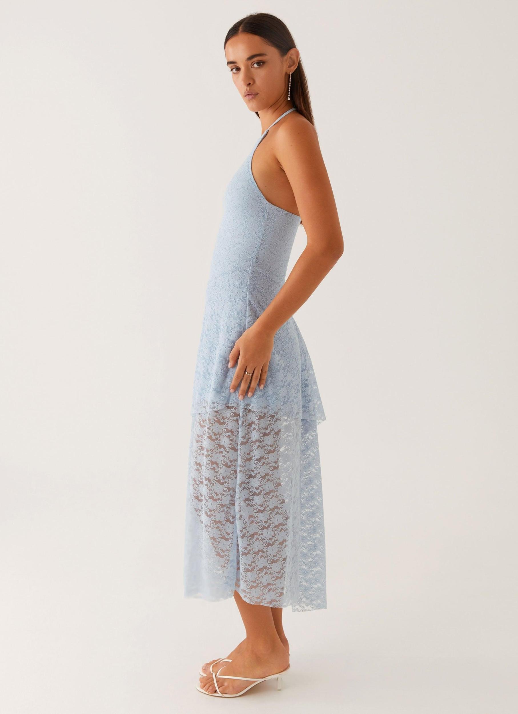 Lyndal Lace Midi Dress - Blue Product Image