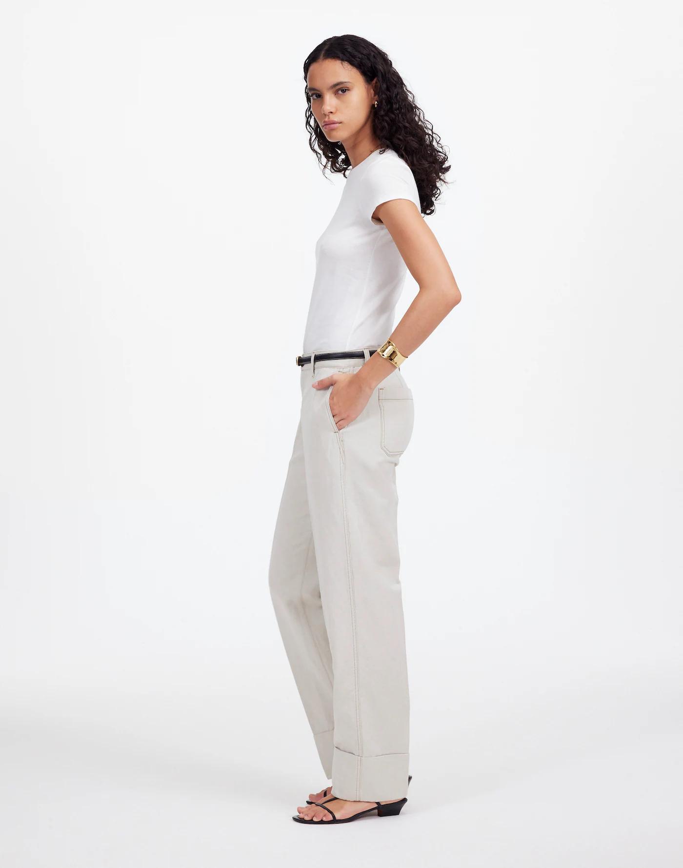 The Tall Dean Easy Straight Pant in Cotton-Linen Blend Product Image
