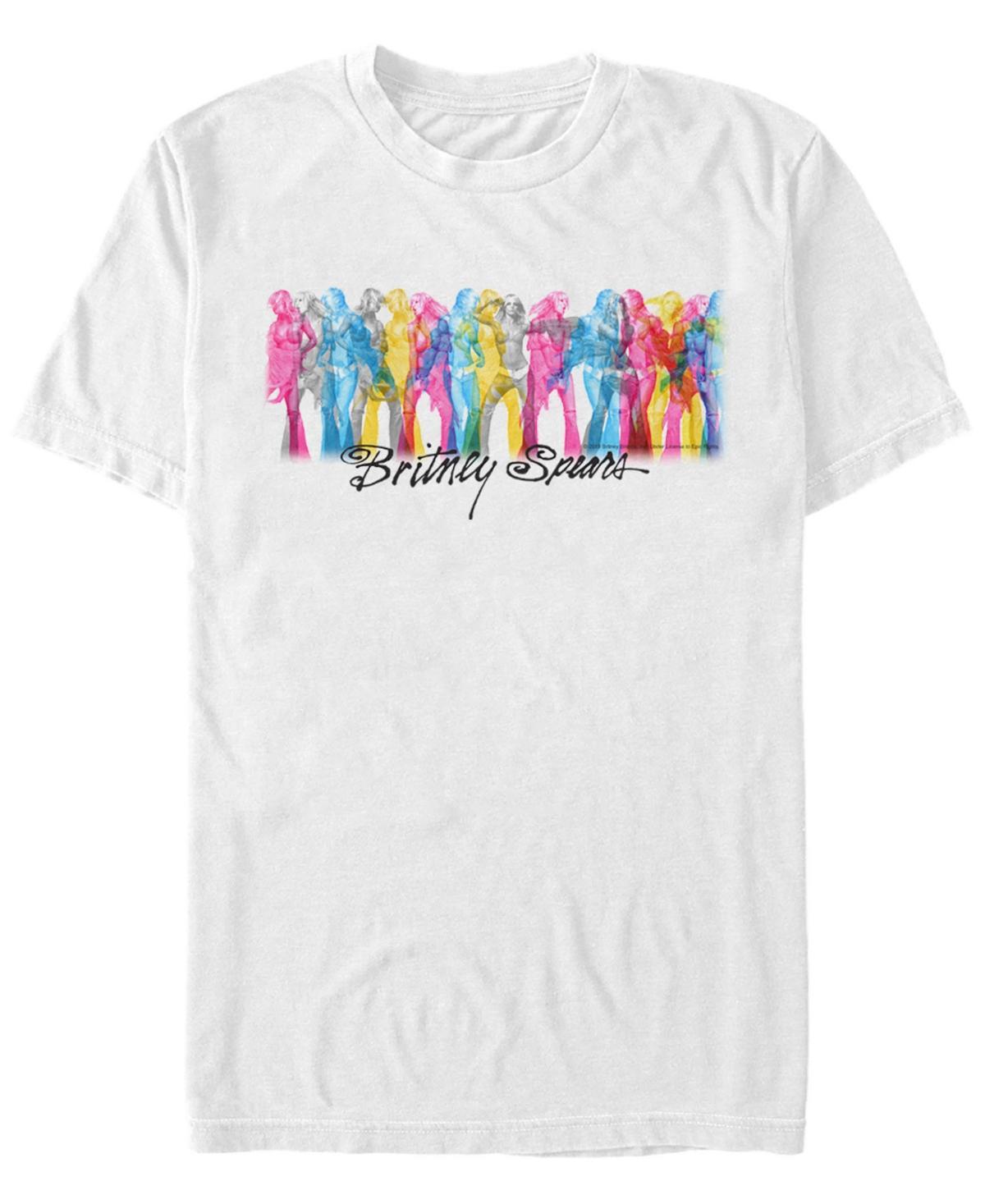 Men's Britney Spears Action Pose Colorful Silhouettes Tee, Size: Small, White Product Image