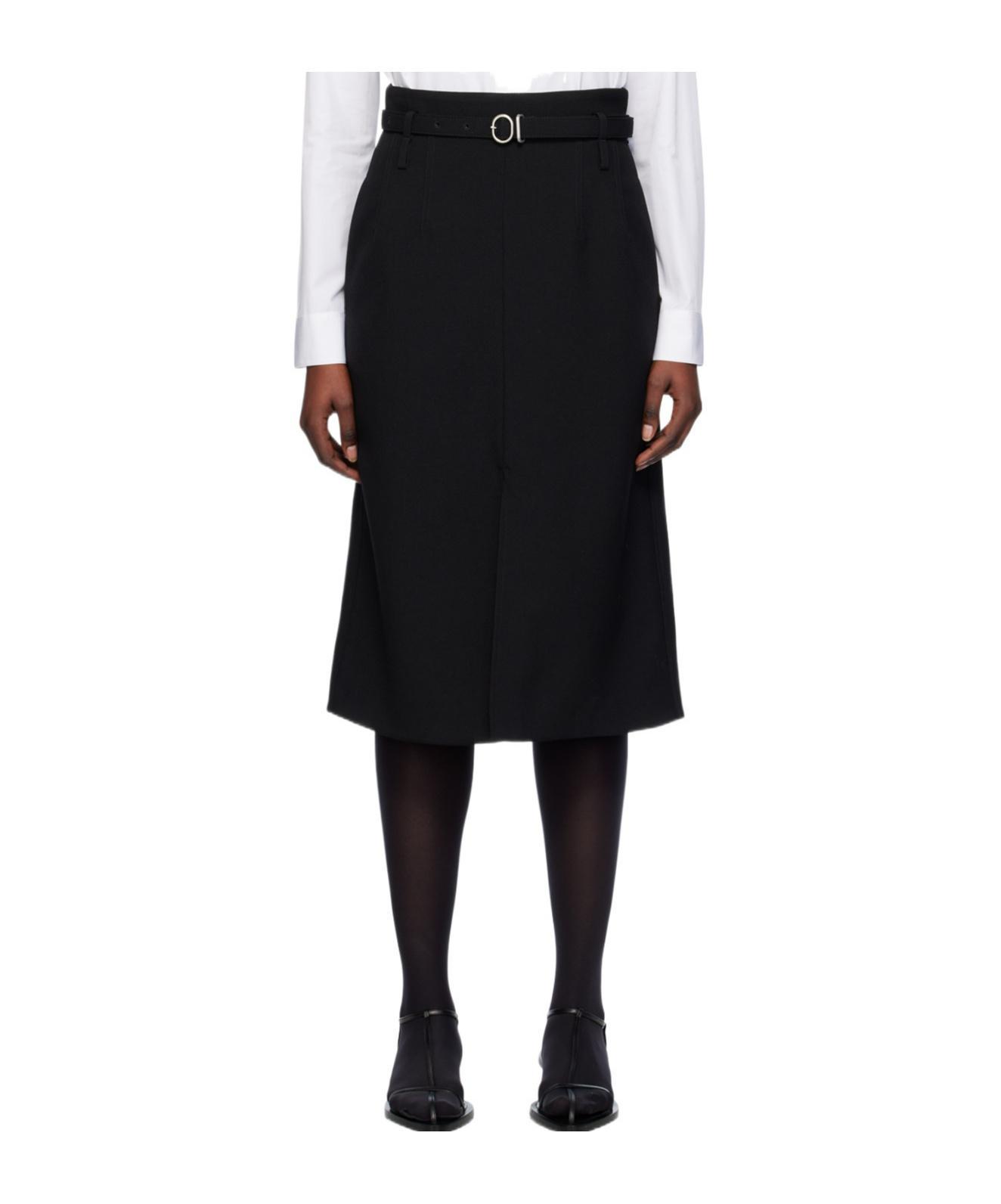 JIL SANDER Black Tailored Midi Skirt In 001 Black Product Image