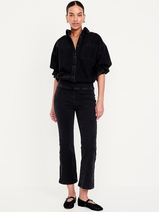 High-Waisted Weekender Pull-On Crop Flare Jeans Product Image