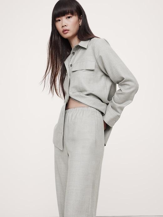 Pull-On Wide-Leg Drapey Twill Pant Product Image