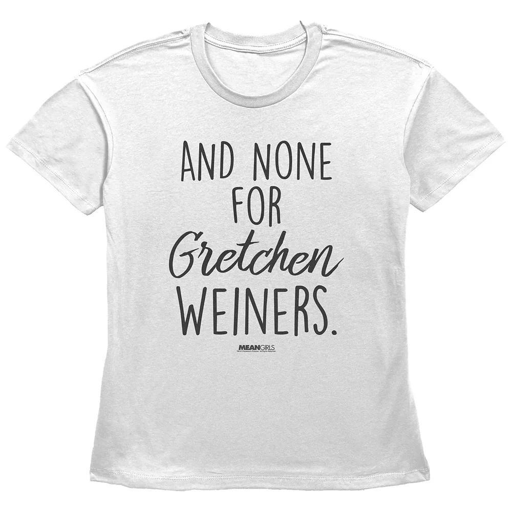 Women's Mean Girls And None For Gretchen Weiners Basic Fit Graphic Tee, Girl's, Size: XXL, White Product Image