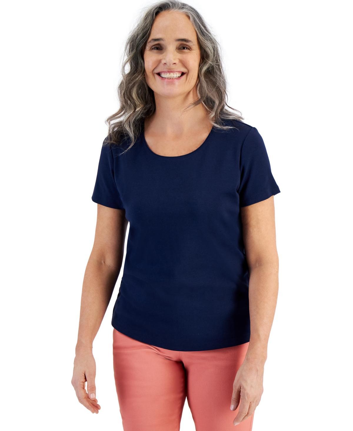 Style & Co Womens Cotton Short-Sleeve Scoop-Neck Top, Xs-4X, Created for Macys Product Image