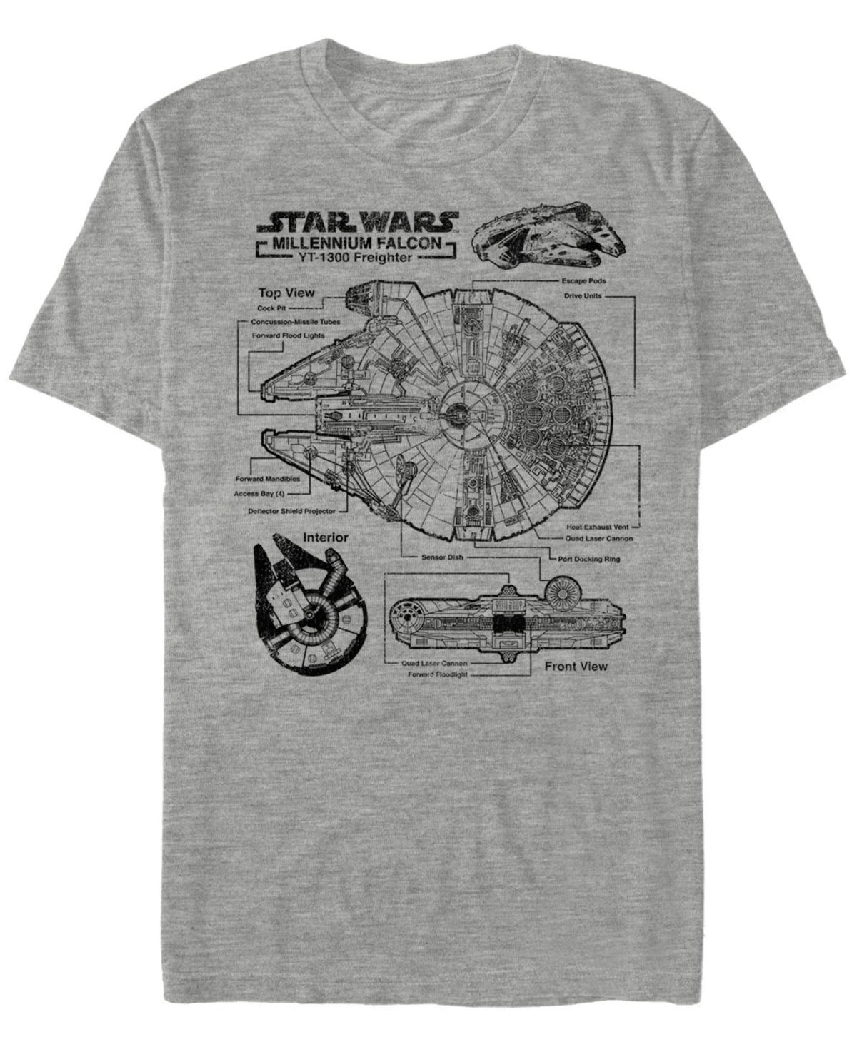 Men's Star Wars Millennium Falcon Schematic Tee, Size: Small, Athletic Grey Product Image