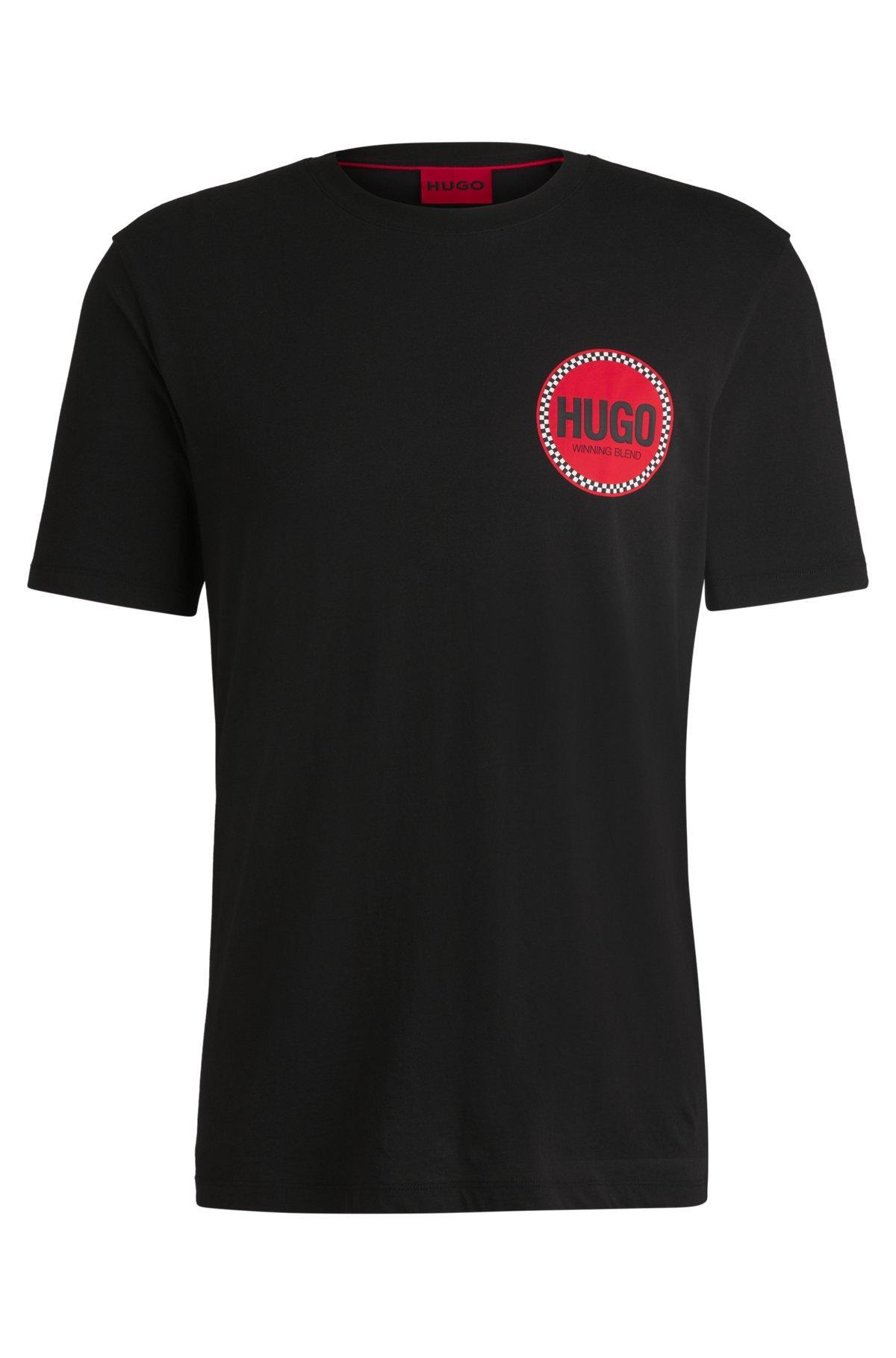 Cotton-jersey T-shirt with racing logo print Product Image