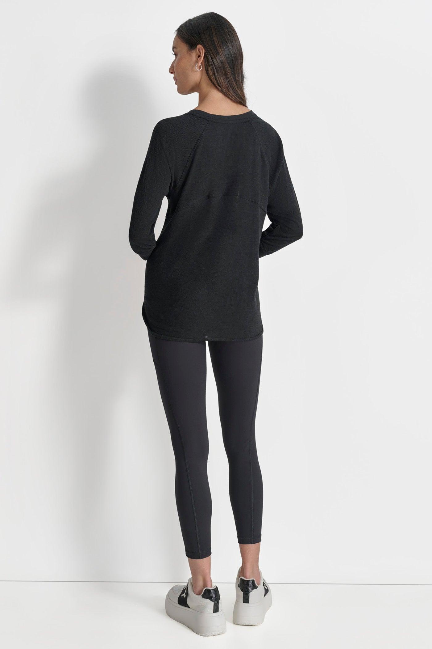 RUCHED 3/4-SLEEVE SLUB WAFFLE-KNIT TEE Product Image