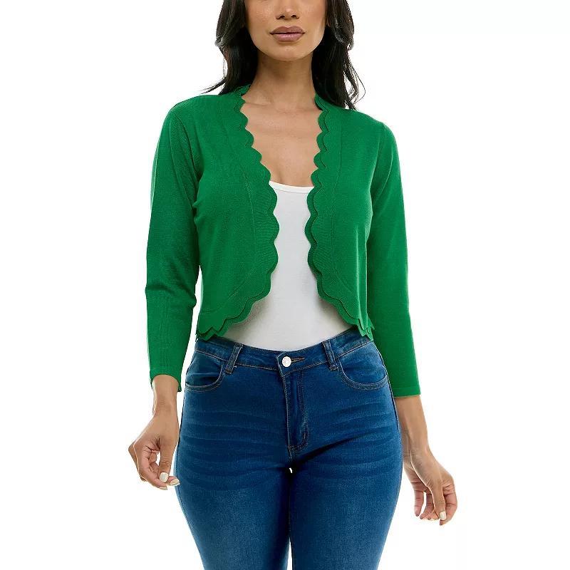 Women's Nina Leonard Scallop Trim Bolero, Size: Small, Blue Product Image