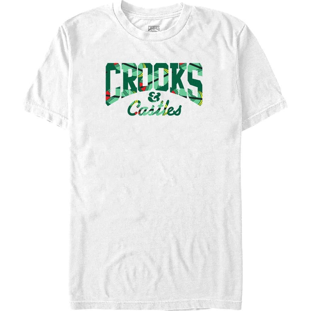 Men's Crooks And Castle Feather Print Logo Graphic Tee, Size: Small, White Green Product Image