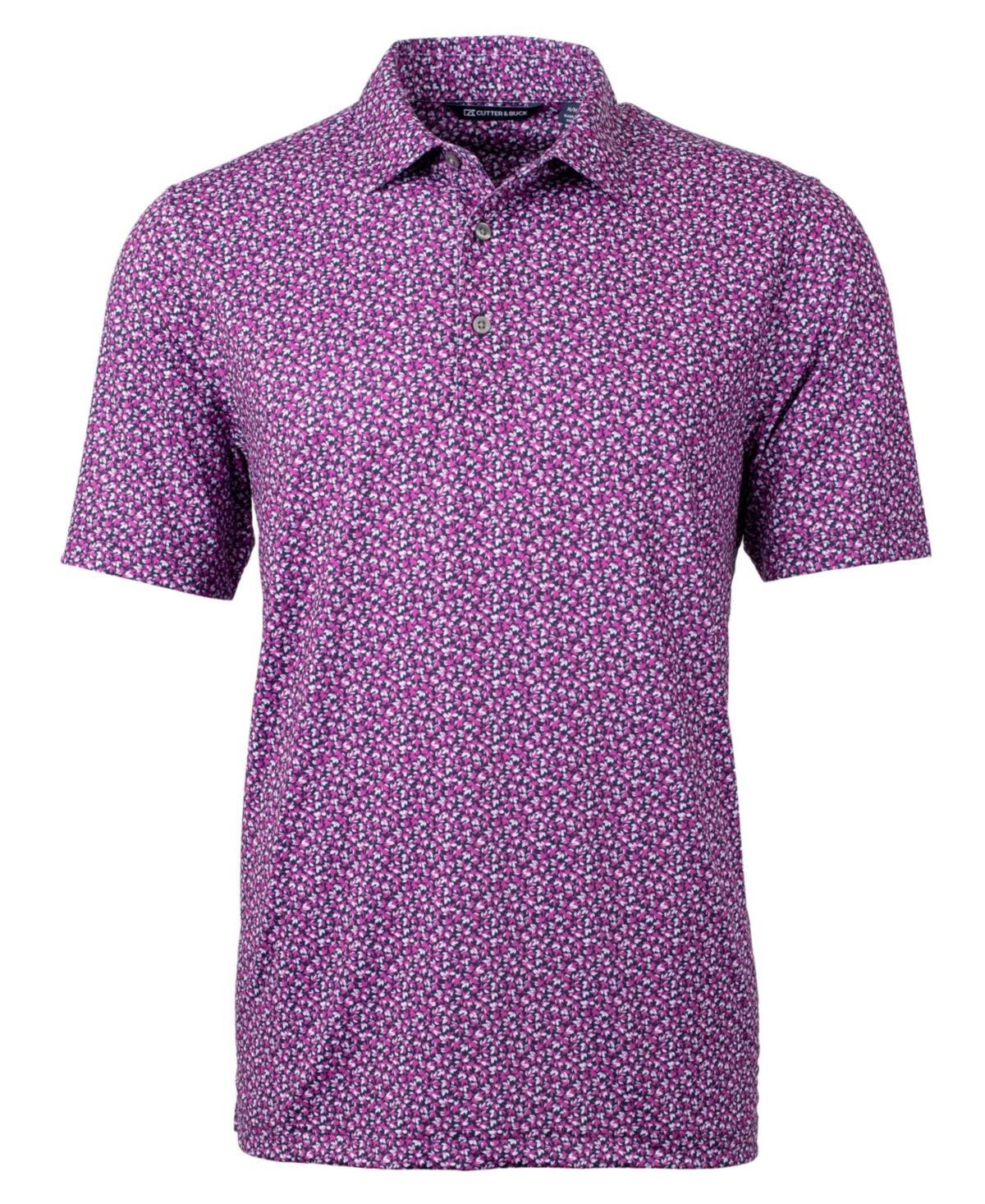 Cutter & Buck Mens Cutter Buck Pike Magnolia Print Stretch Polo Shirt - Fresh mint Product Image