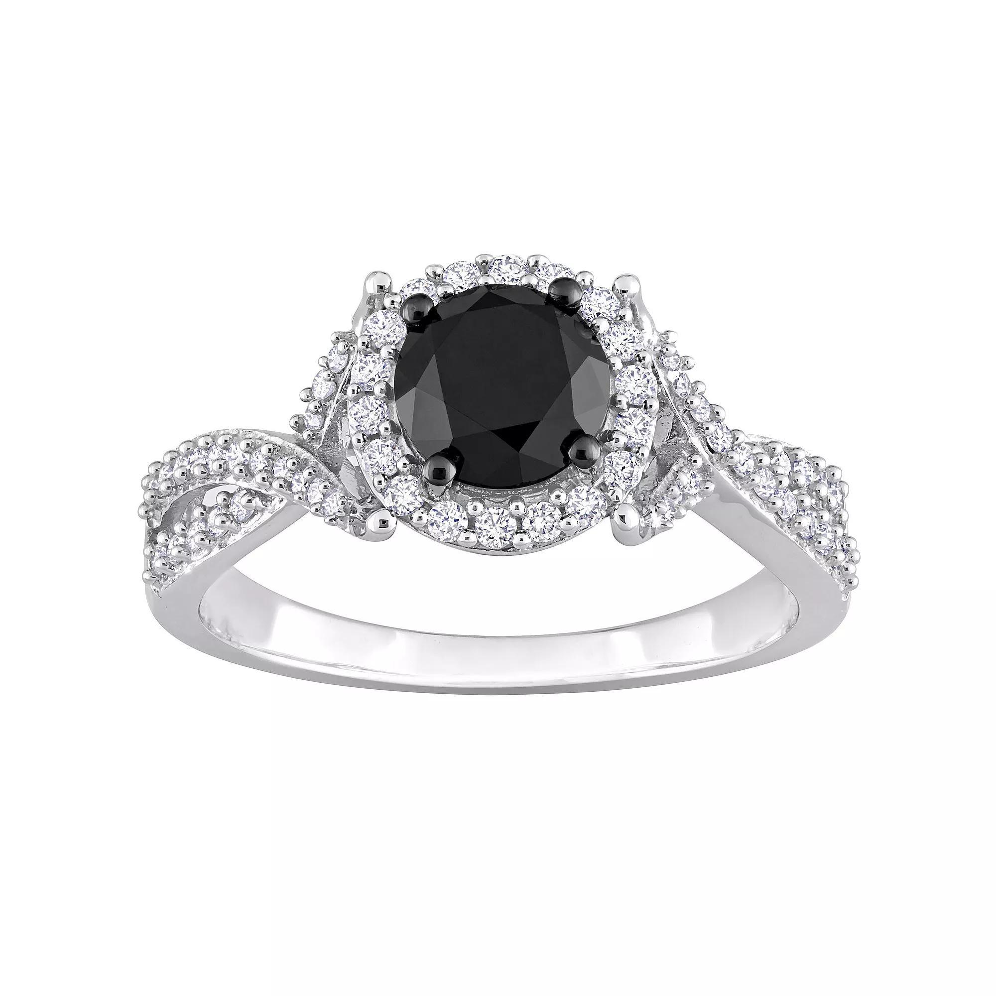 Stella Grace 14k White Gold Black & White Diamond Twist Engagement Ring, Women's, Size: 6 Product Image