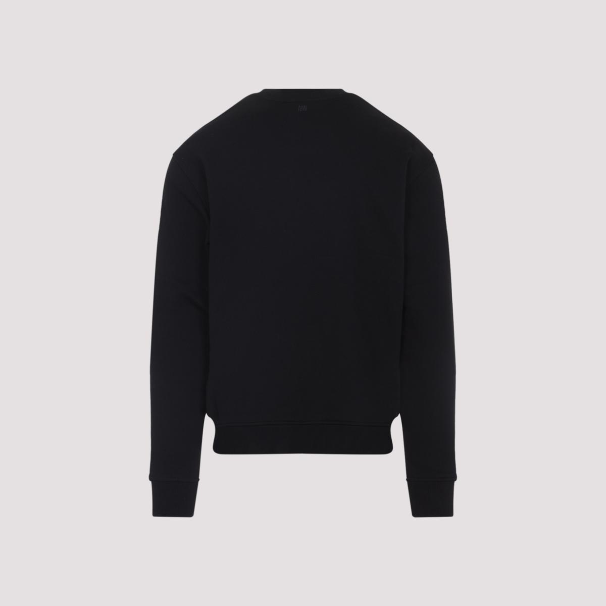AMI ALEXANDRE MATTIUSSI Ami Classic Black Sweater With Round Neckline And Emblem Detail Product Image