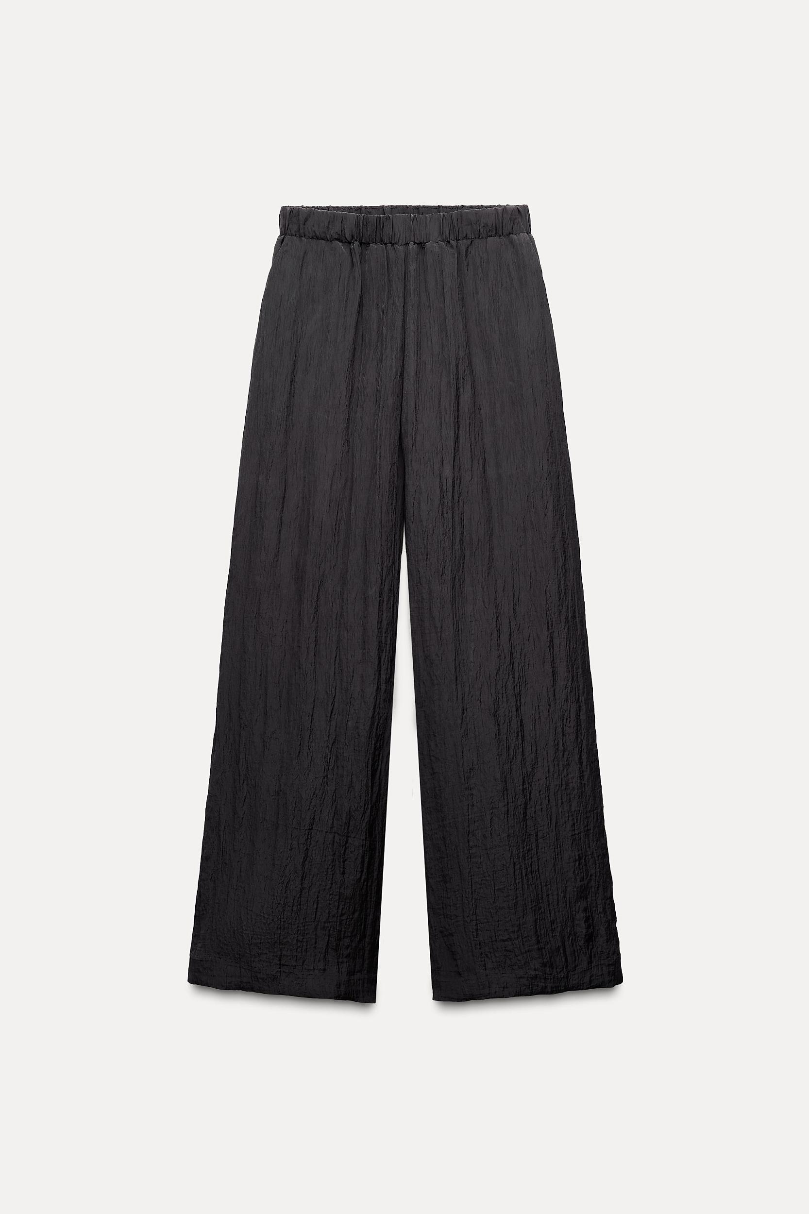 WRINKLED EFFECT WIDE LEG PANTS Product Image