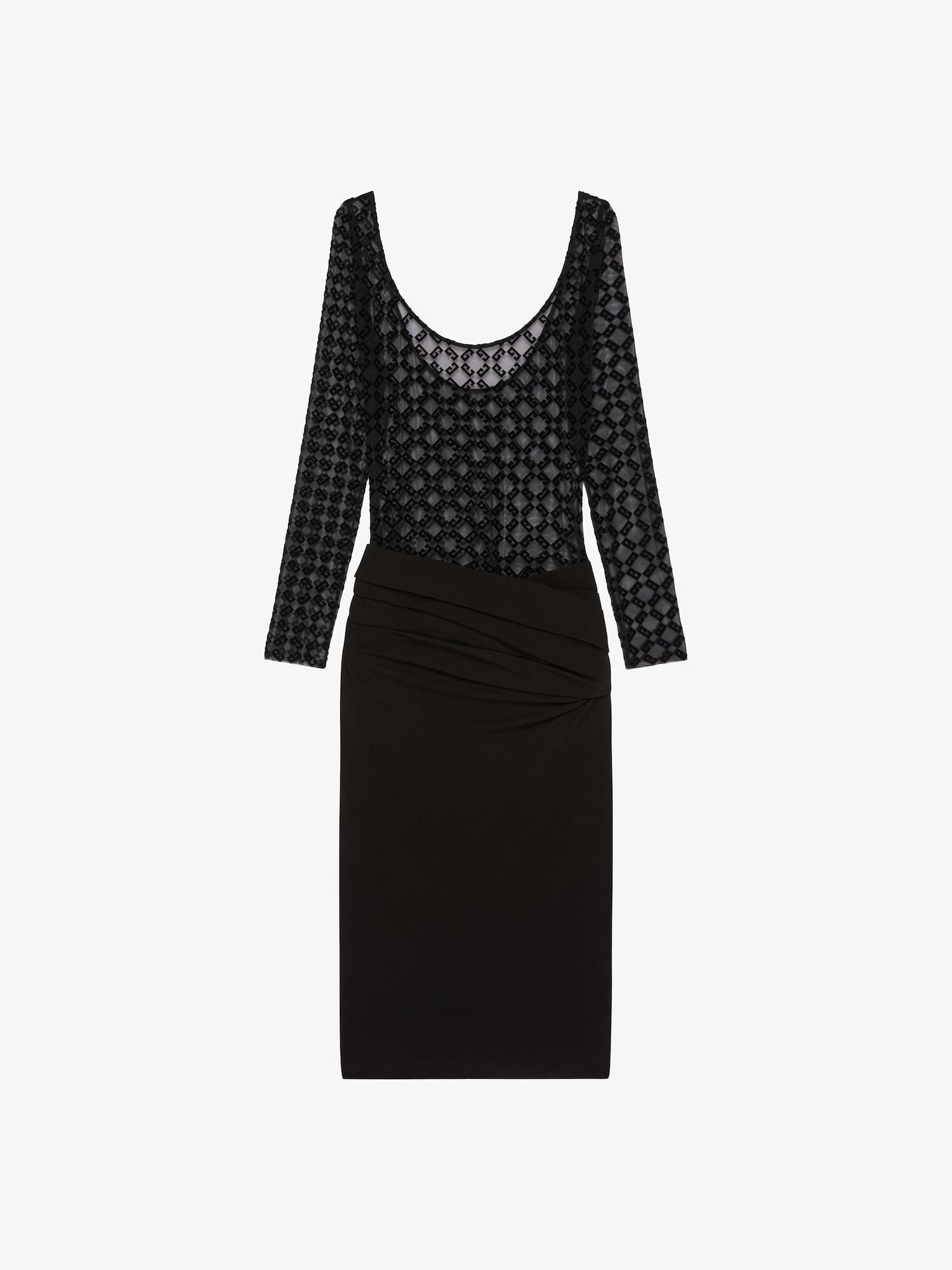 Draped dress in jersey and monogram 72 tulle Product Image