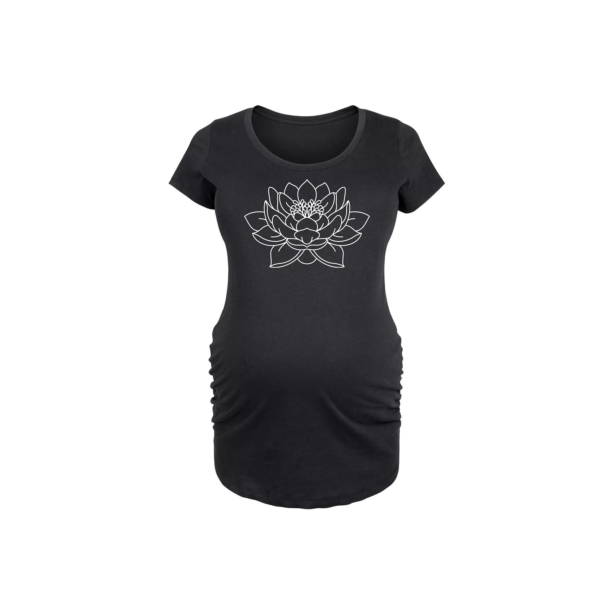 Maternity Lotus Flower Outline Graphic Tee, Womens Heather Grey Product Image