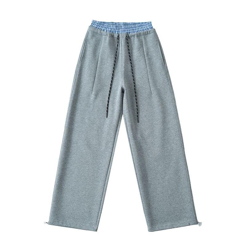 High Waist Plain Wide Leg Sweatpants Product Image