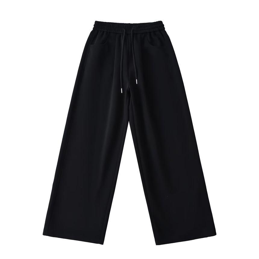 High Waist Plain Wide Leg Sweatpants Product Image
