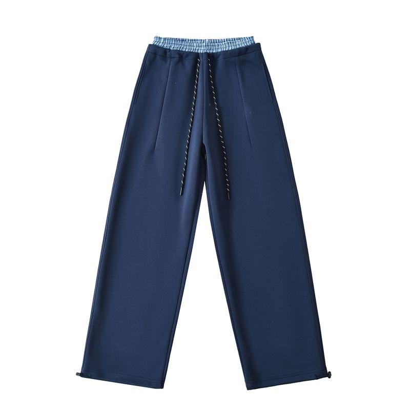 High Waist Plain Wide Leg Sweatpants Product Image