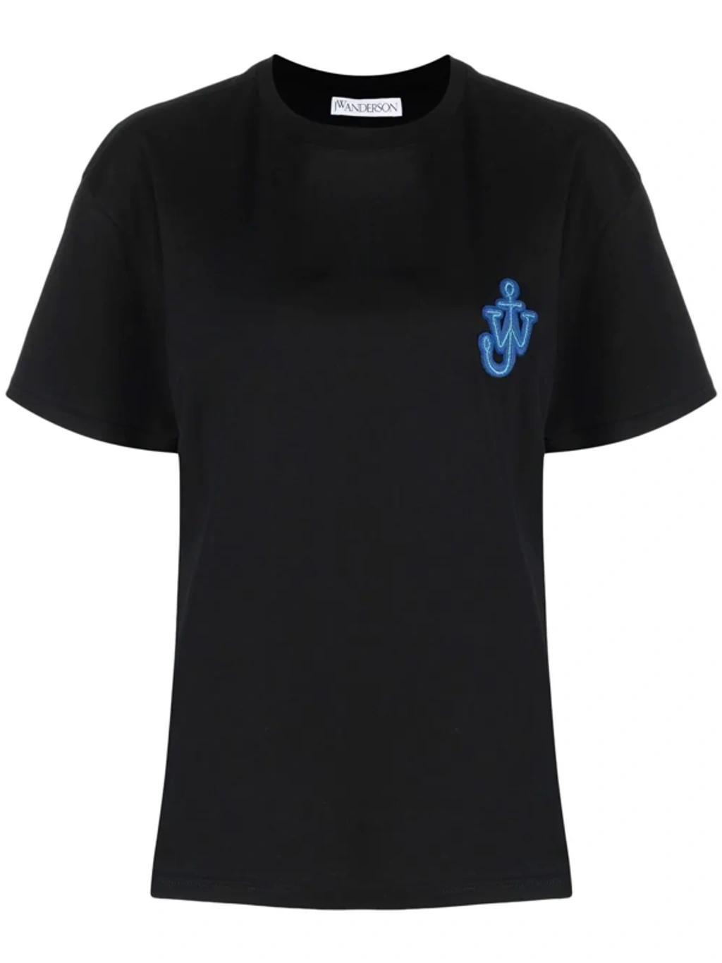 JW ANDERSON Cotton T-shirt With Logo Application In Black Product Image