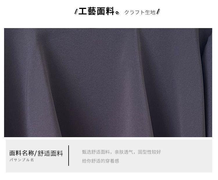 Puff-Sleeve Mock Neck Plain Maxi A-Line Dress Product Image