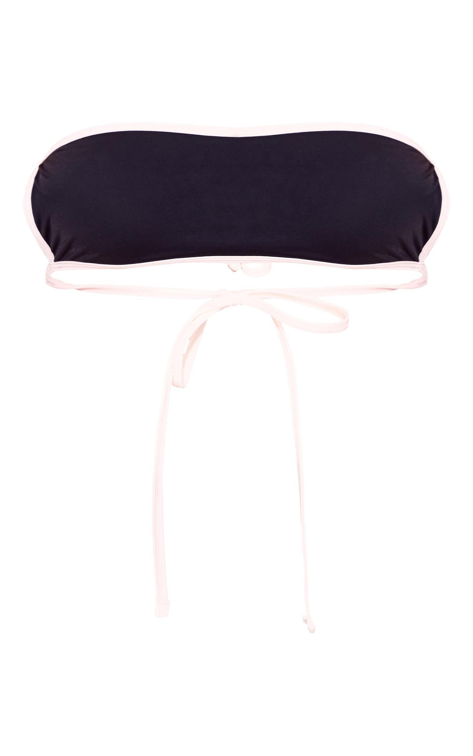 Black Micro Bandeau Contrast Bikini Top Product Image
