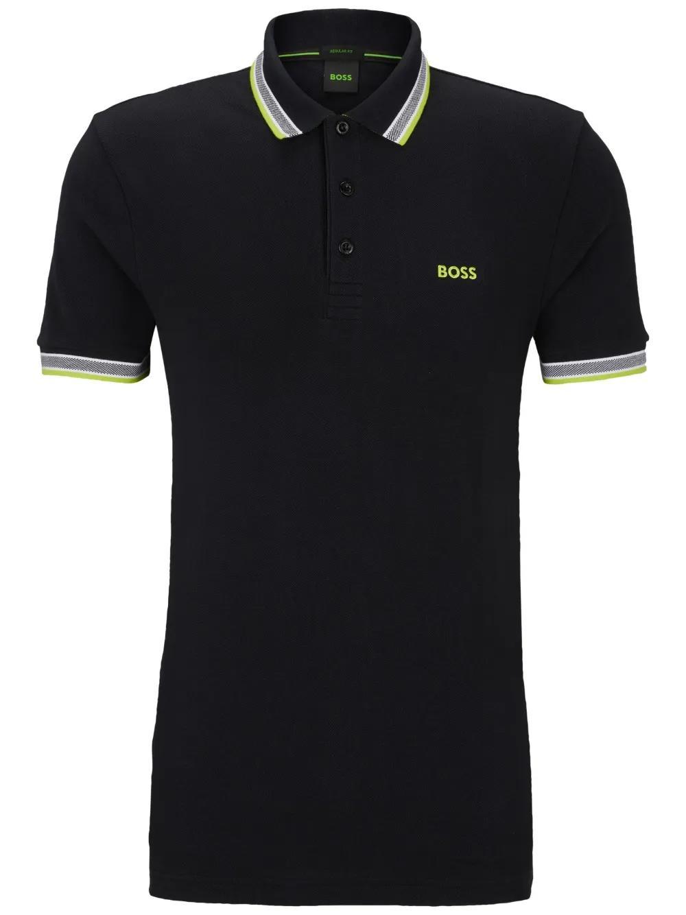 HUGO BOSS Pikee-poloshirt Mit Logo-stickerei In Black Product Image