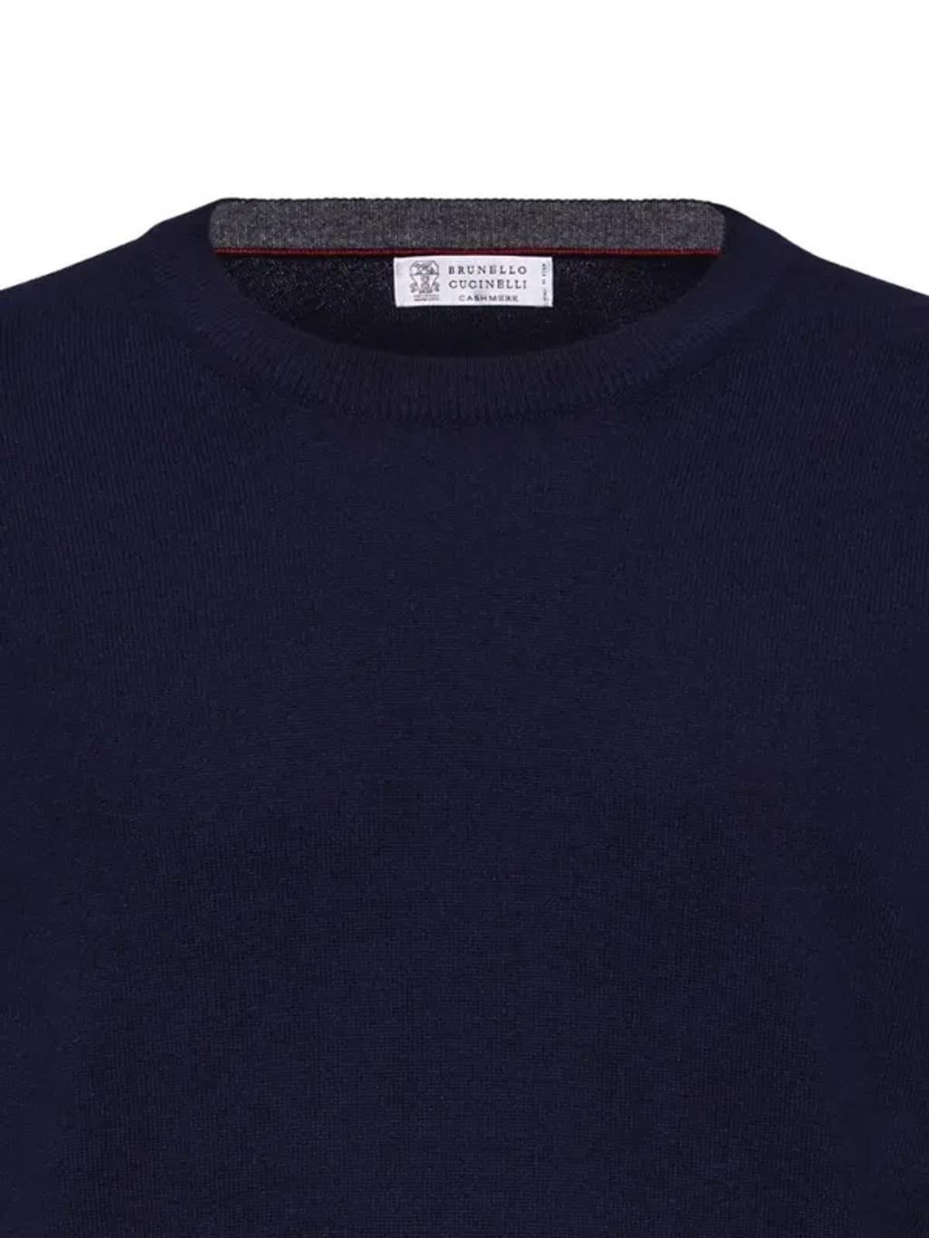 BRUNELLO CUCINELLI Crew Neck Sweater In Blue Product Image