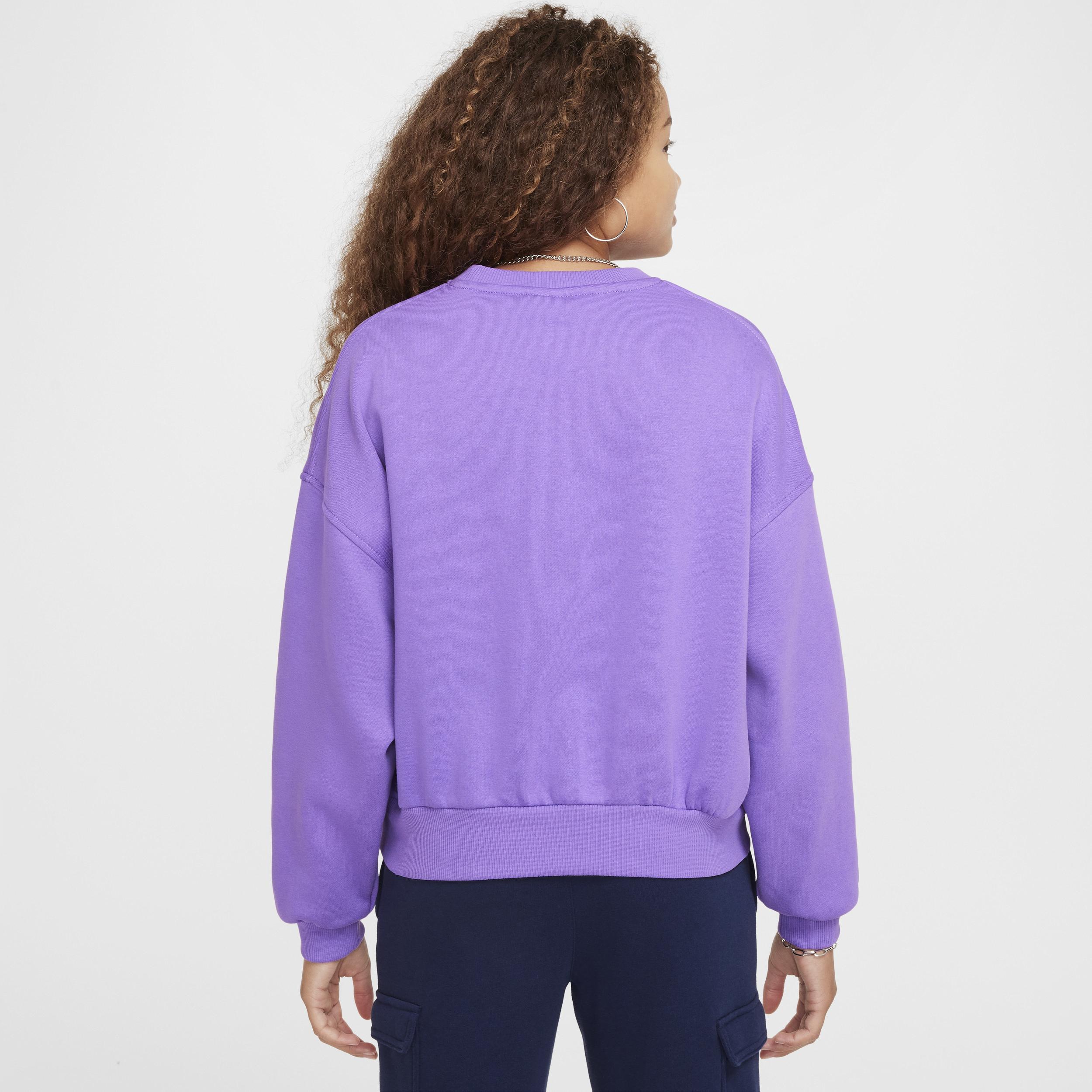 Nike Kids' Sportswear Club Fleece Crewneck Sweatshirt in Black Raspberry/White at Nordstrom Product Image